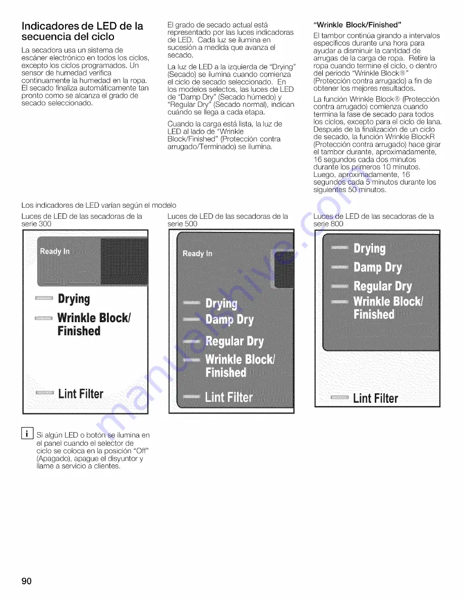 Bosch WTVC8530UC - Vision 800 Series Gas Dryer Operating And Installation Instructions Download Page 90