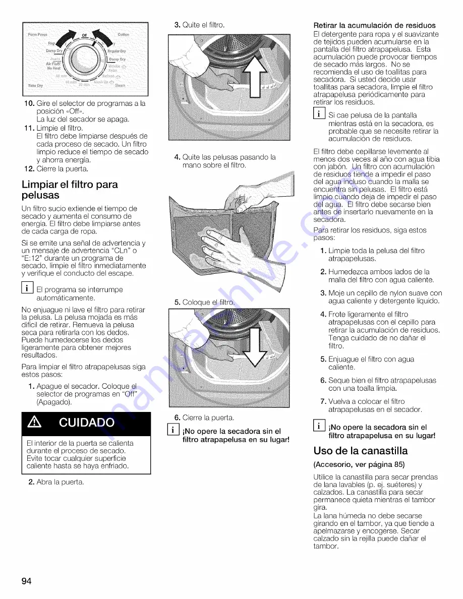 Bosch WTVC8530UC - Vision 800 Series Gas Dryer Operating And Installation Instructions Download Page 94