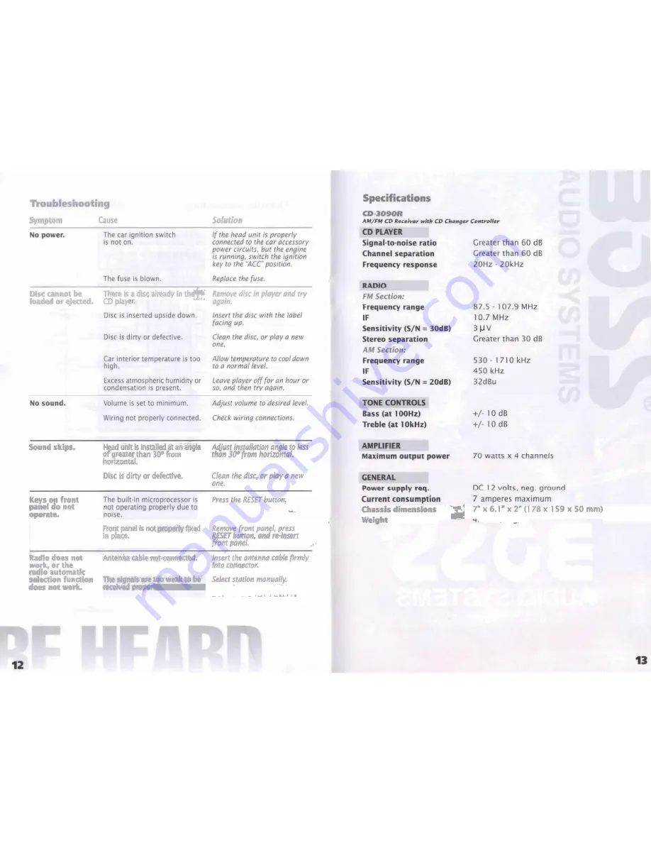 Boss Audio Systems CD-3090R User Manual Download Page 8