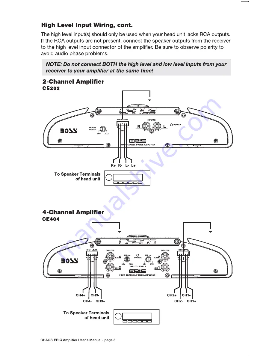 Boss Audio Systems Chaos Epic CE202 User Manual Download Page 8