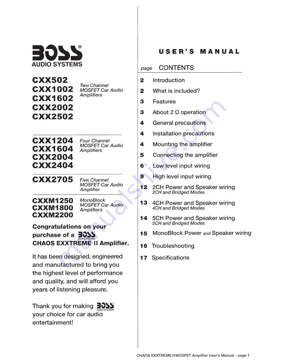 Boss Audio Systems CXX1002 User Manual Download Page 2