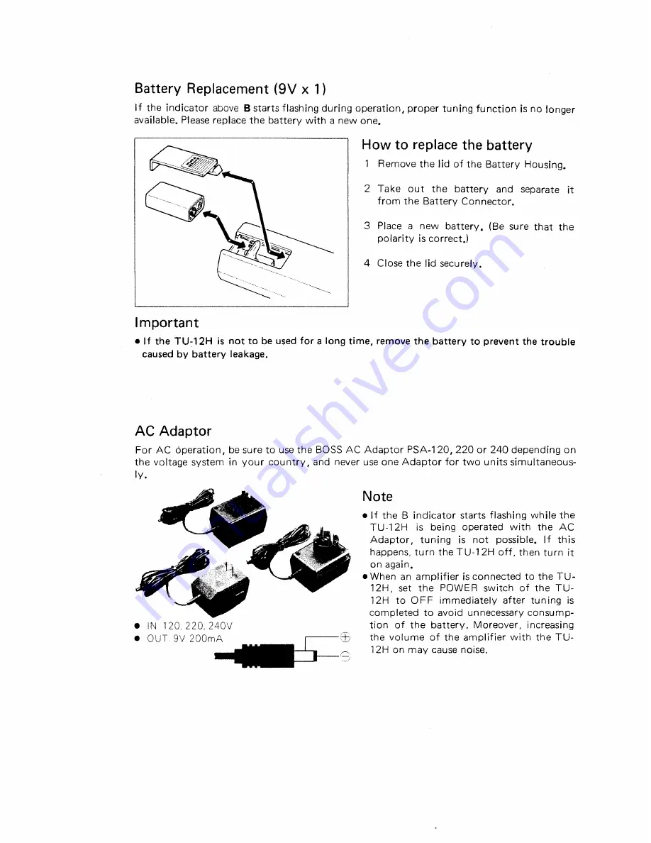 Boss TU-12H Instruction Manual Download Page 6