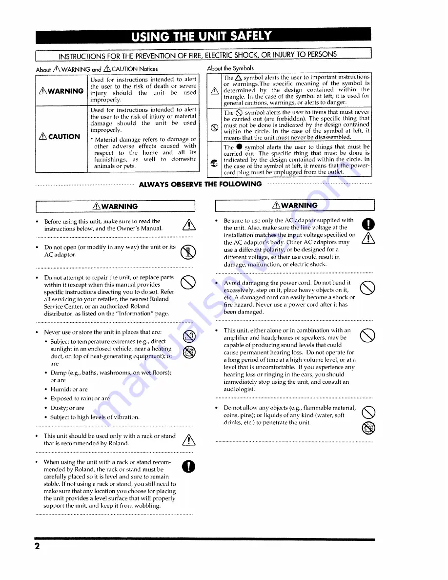 Boss VF-1 Owner'S Manual Download Page 2