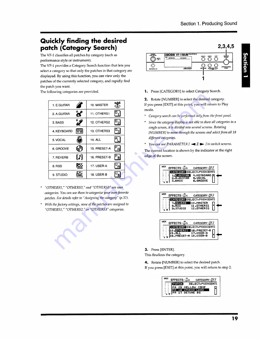 Boss VF-1 Owner'S Manual Download Page 19