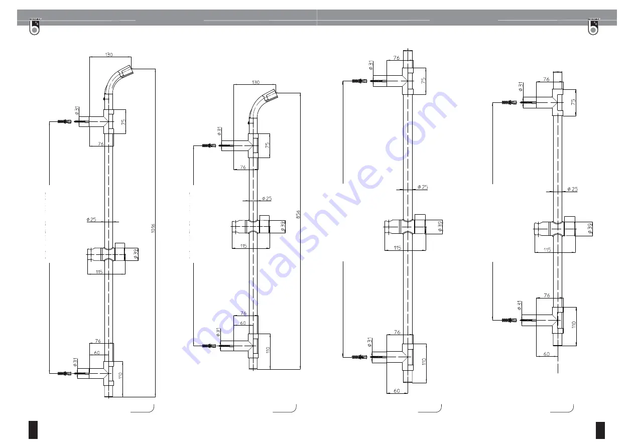 Bossini Asta Saliscendi DA3000 Installation And Maintenance Instructions Manual Download Page 3