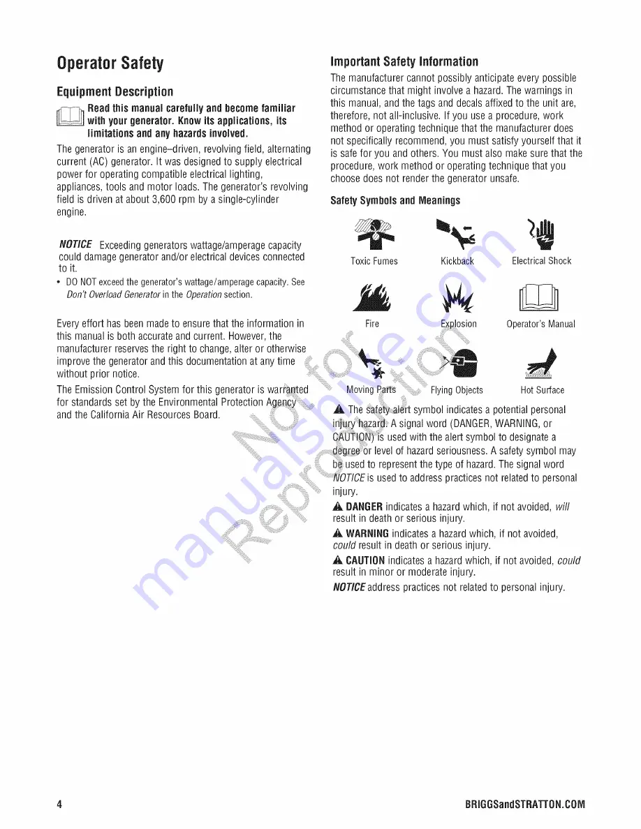 Briggs & Stratton 030467-0 Operator'S Manual Download Page 4