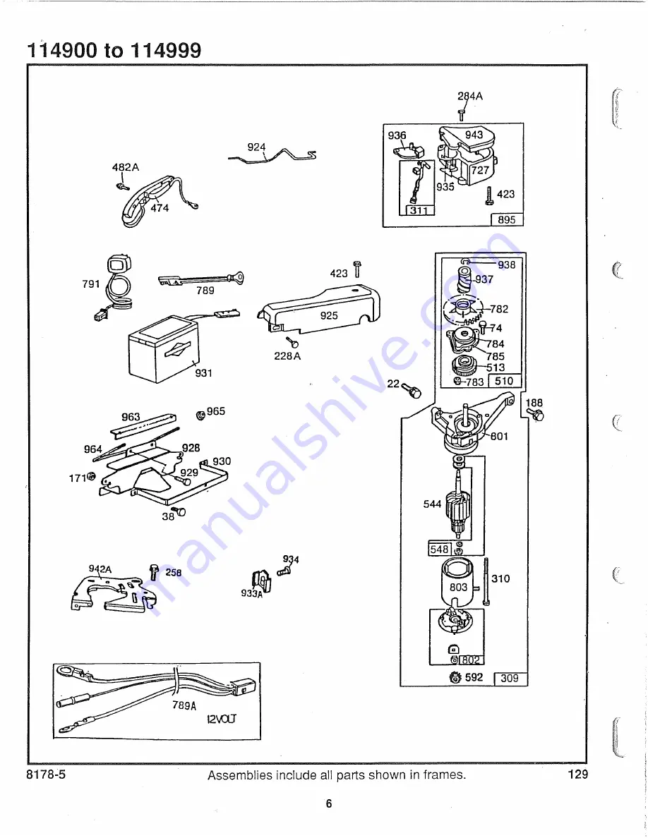 Briggs & Stratton 114900 Series Illustrate Parts List Download Page 6