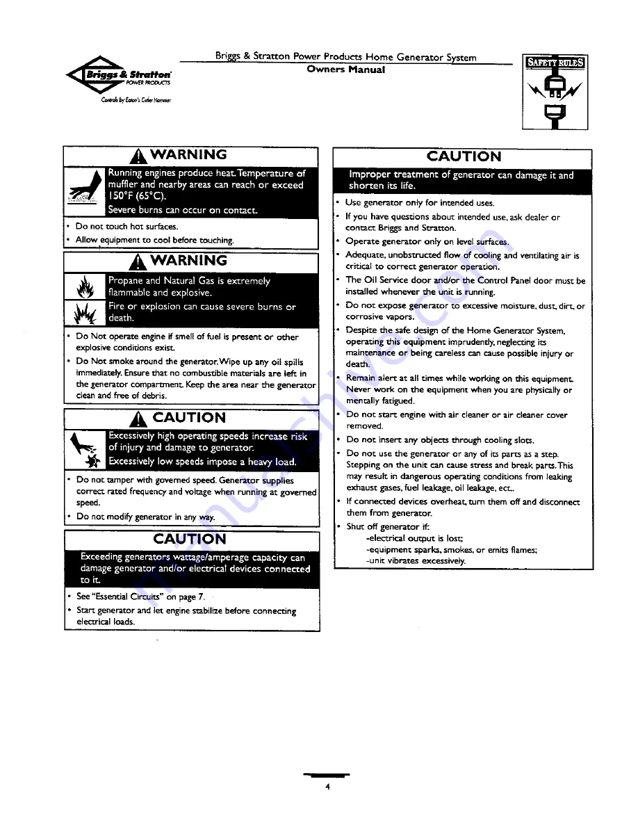 Briggs & Stratton 190839GS Owner'S Manual Download Page 4