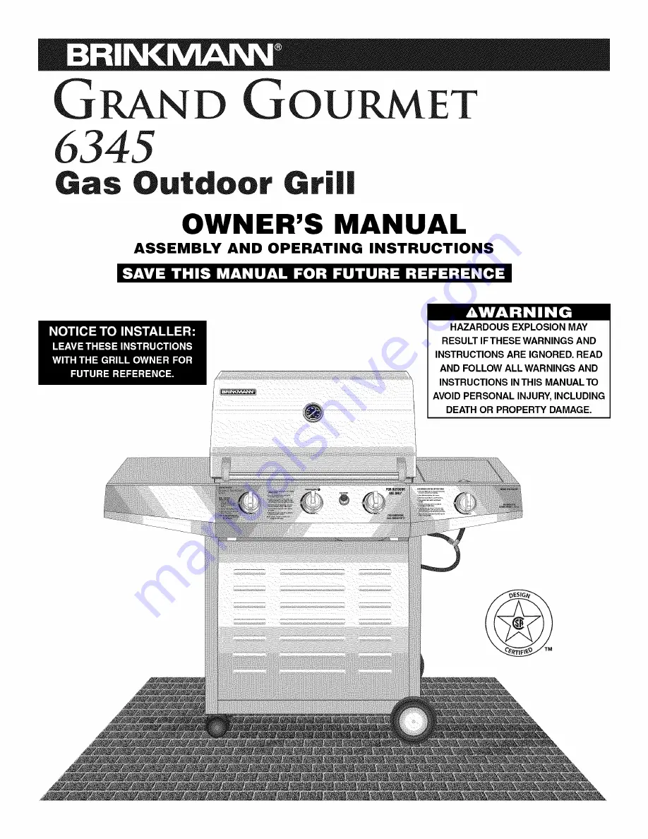 Brinkmann 6345 Grand Gourment Owner'S Manual Download Page 1