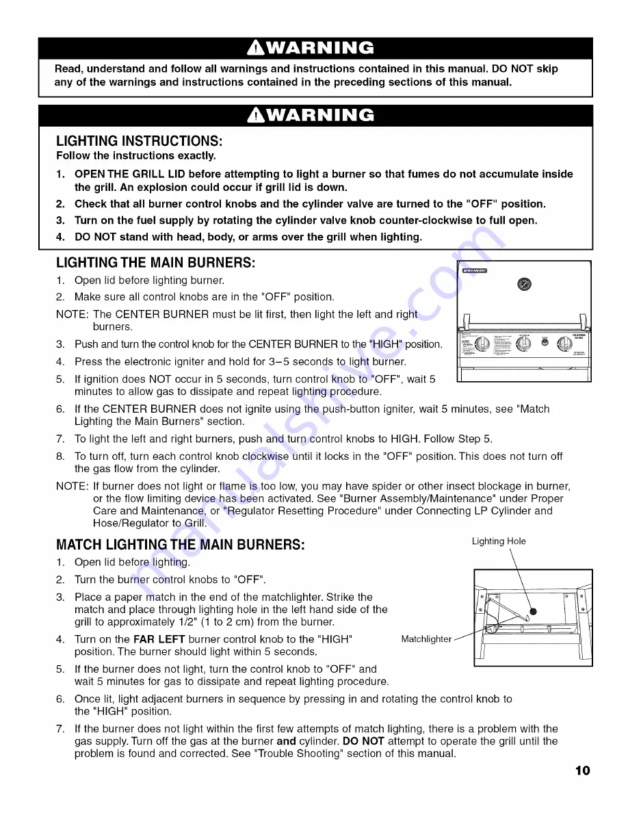 Brinkmann 6345 Grand Gourment Owner'S Manual Download Page 11