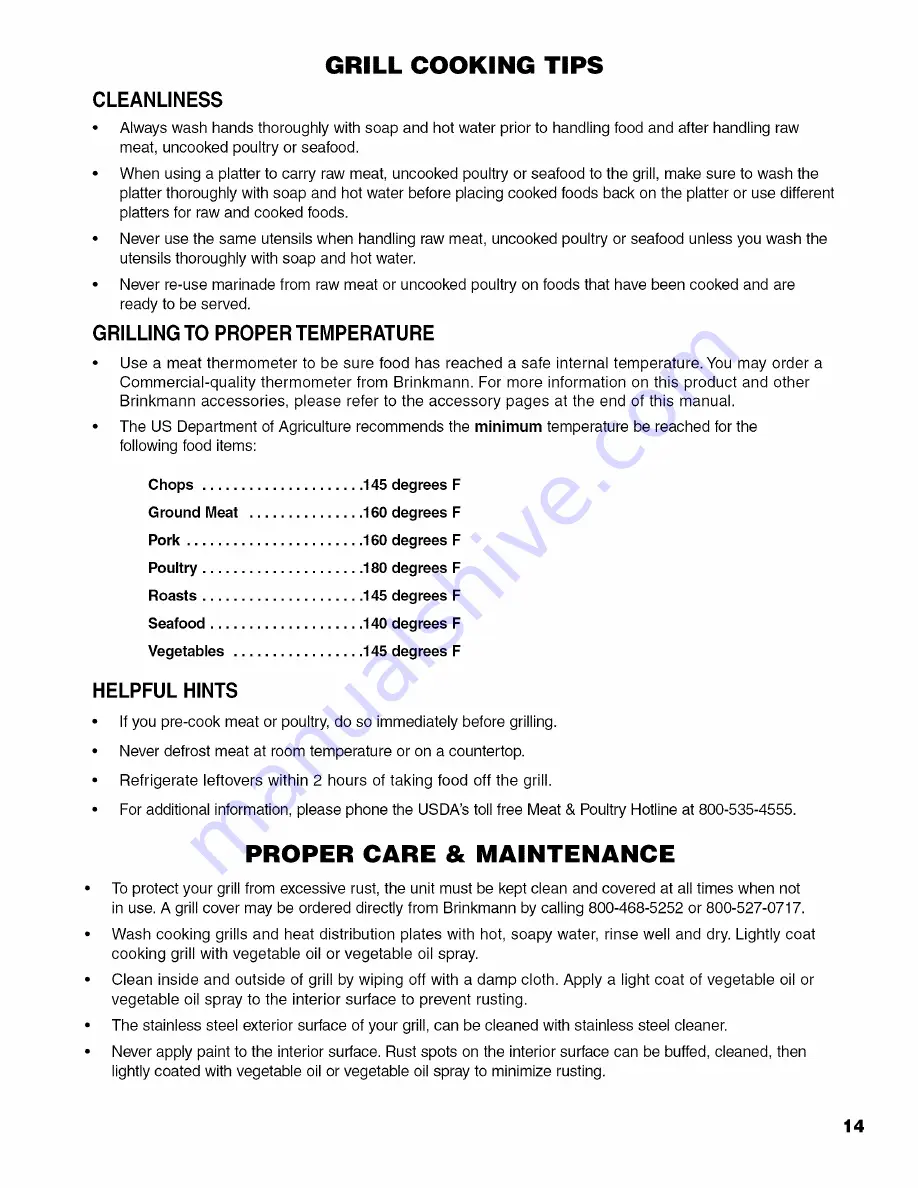 Brinkmann 6345 Grand Gourment Owner'S Manual Download Page 15