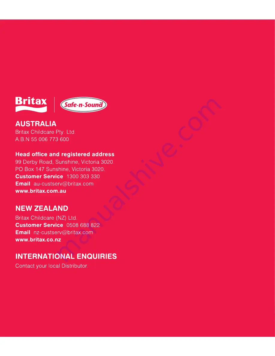 Britax 7300 A 2010 Instructions For Installation & Use Download Page 31