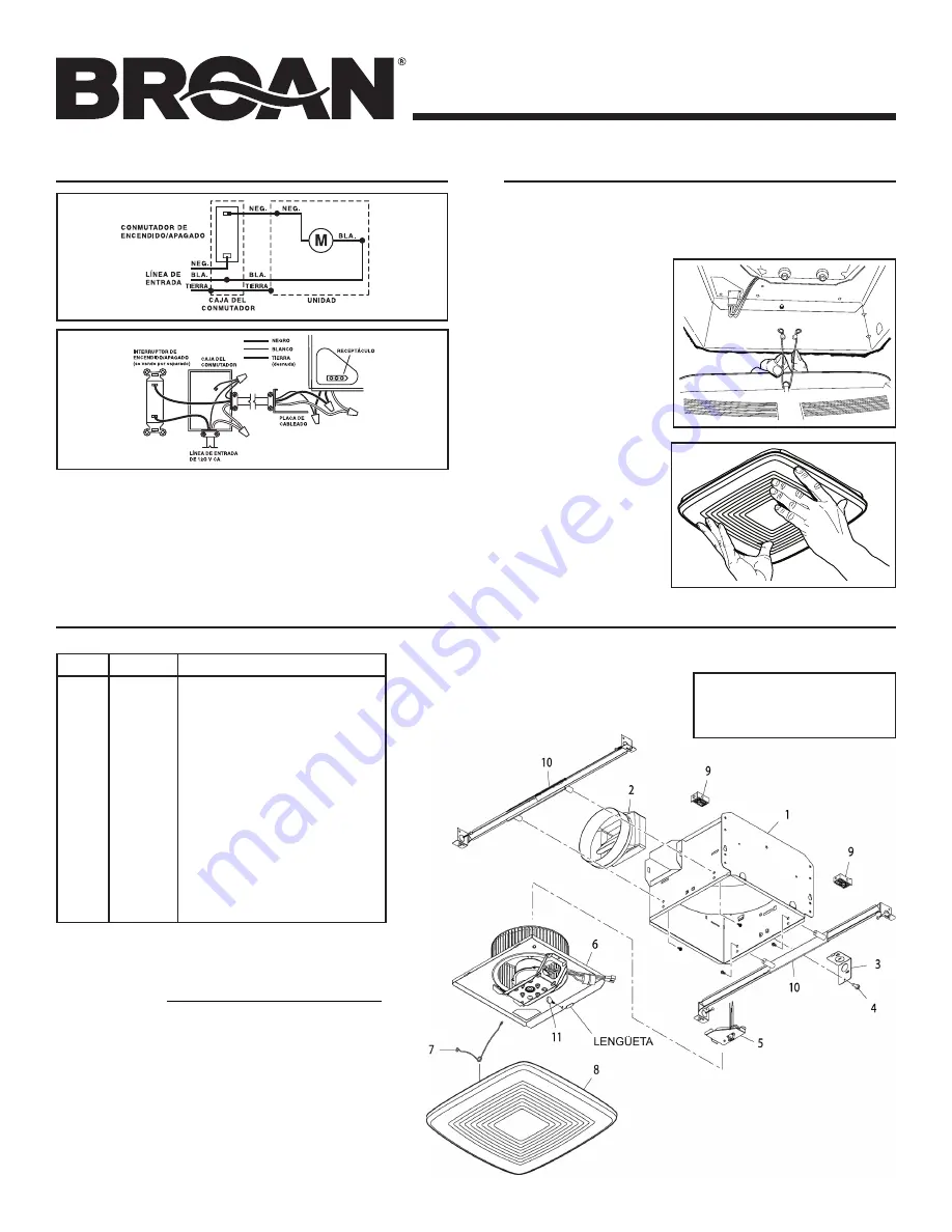 Broan ULTRA SILENT QTXE050 Instructions Manual Download Page 8