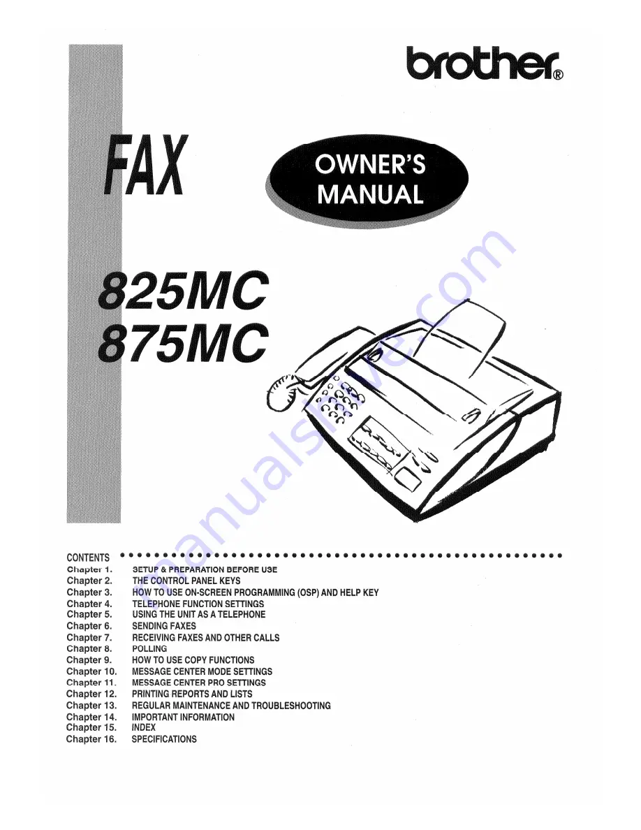 Brother 875MC Owner'S Manual Download Page 1