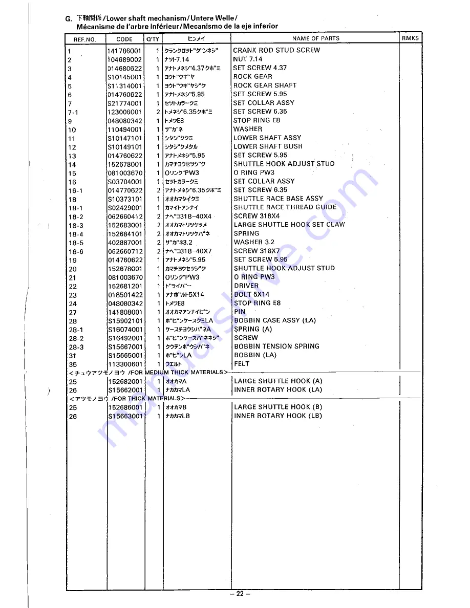 Brother BAS-311A Parts Manual Download Page 29