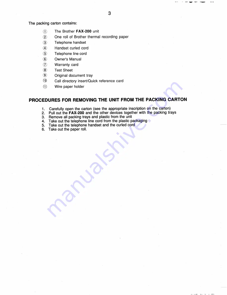 Brother FAX-200 Owner'S Manual Download Page 12