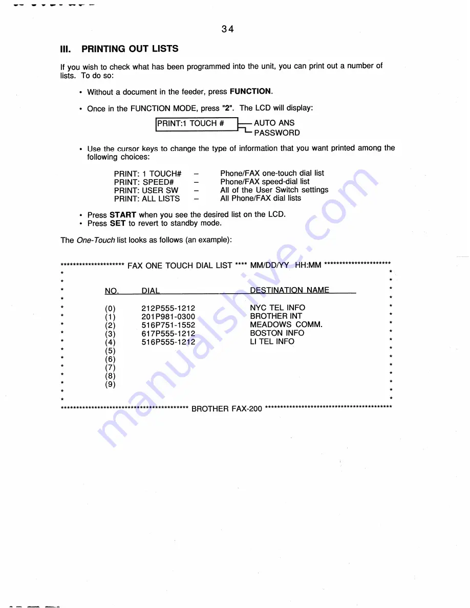 Brother FAX-200 Owner'S Manual Download Page 43