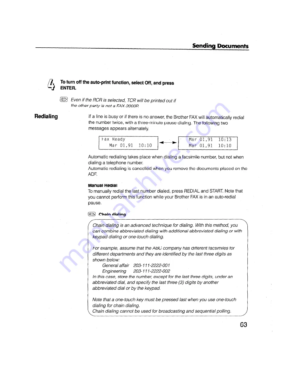 Brother FAX-2000P User Reference Manual Download Page 75