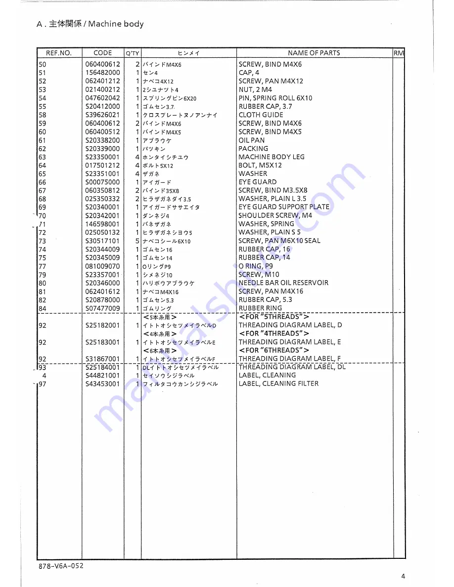 Brother FB-V61A Parts Manual Download Page 9