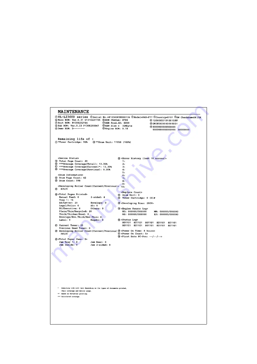 Brother HL-2260 Service Manual Download Page 178