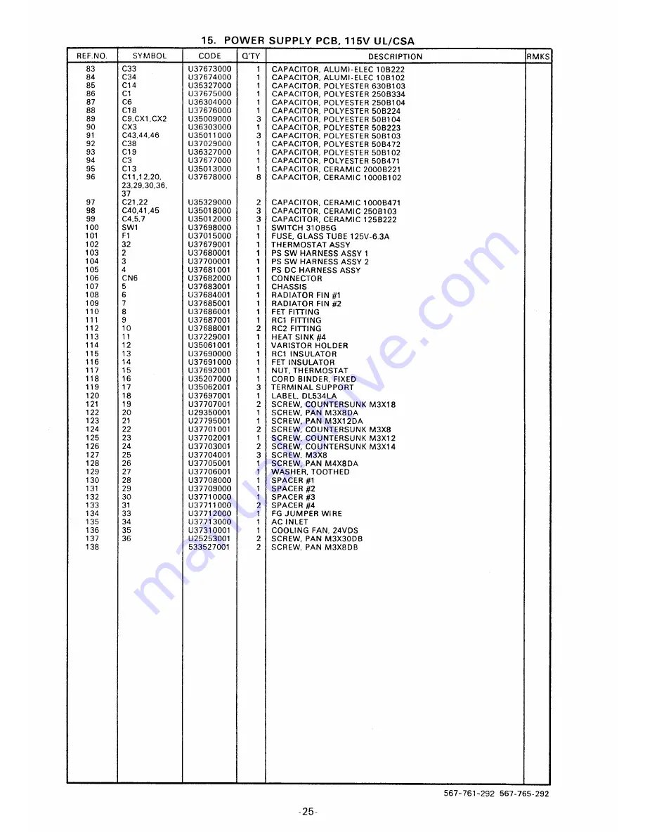 Brother IMPACT DOT MATRIX PIRNTER Parts Reference List Download Page 32