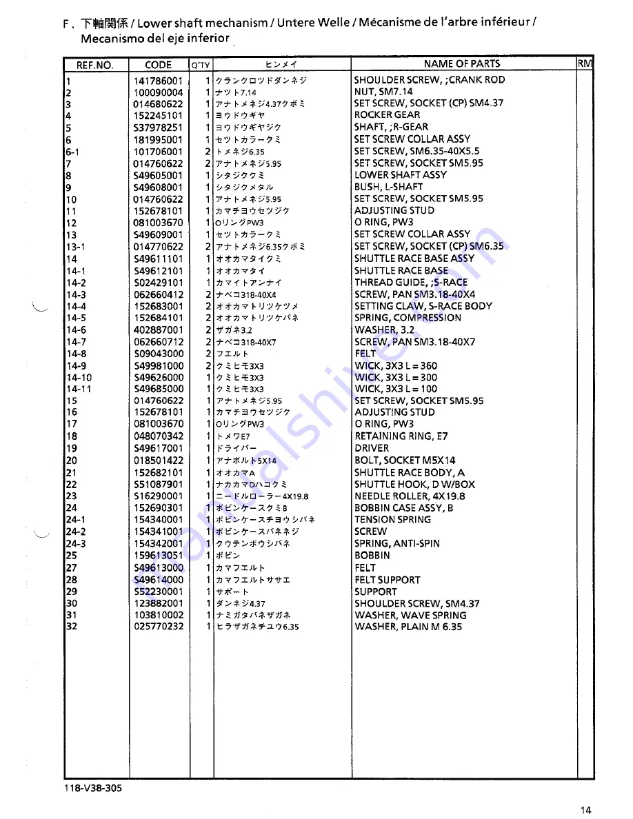 Brother LK3-B438E MKII Parts Manual Download Page 21