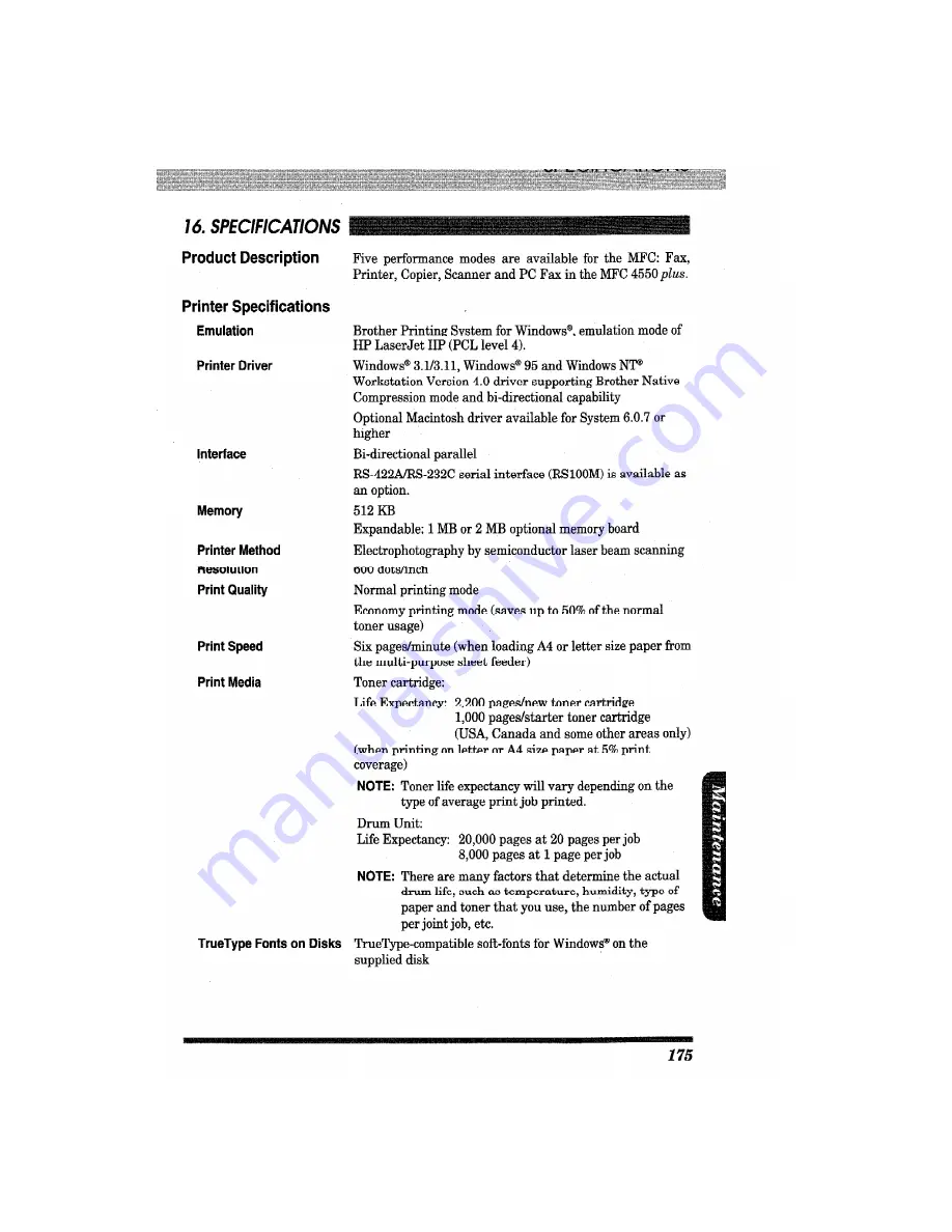 Brother MFC-4550 PLUS User Manual Download Page 187