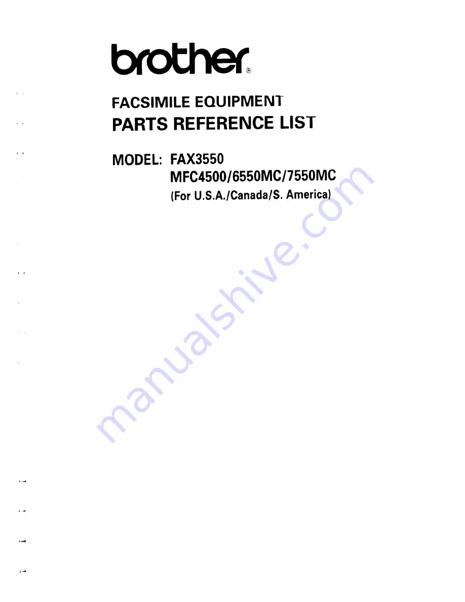 Brother MFC-6550MC Parts Reference List Download Page 1