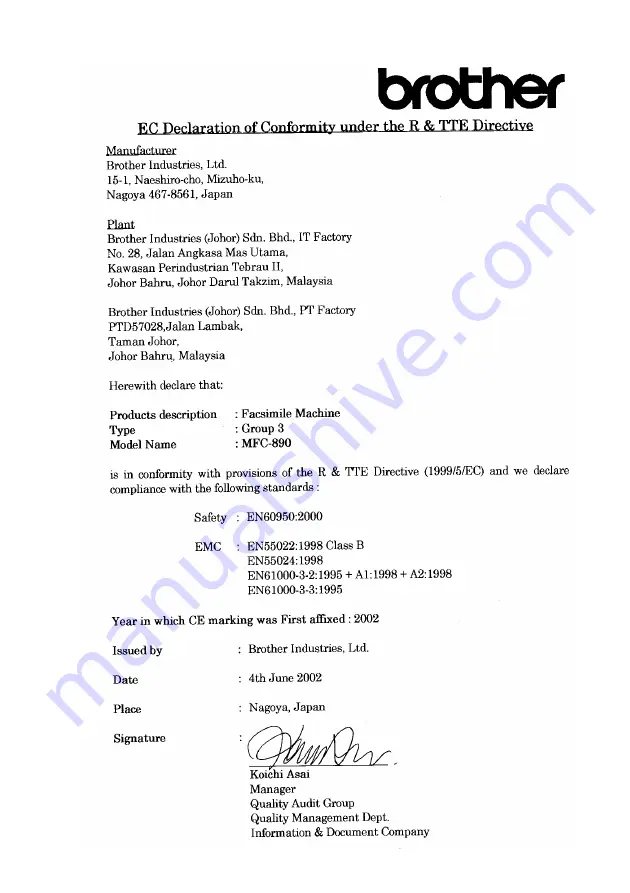 Brother MFC-890 User Manual Download Page 3