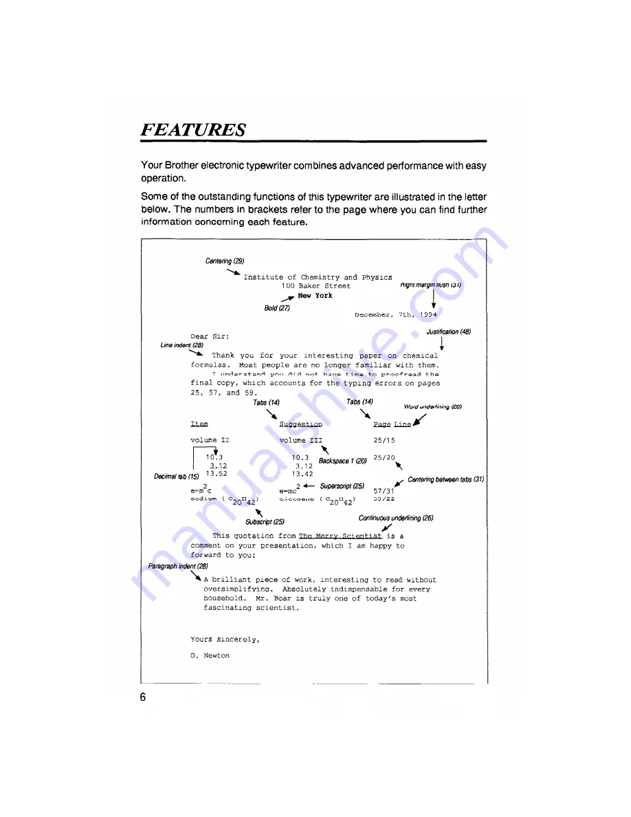 Brother ML-500 - Electronic Word Processing Typewriter Скачать руководство пользователя страница 8