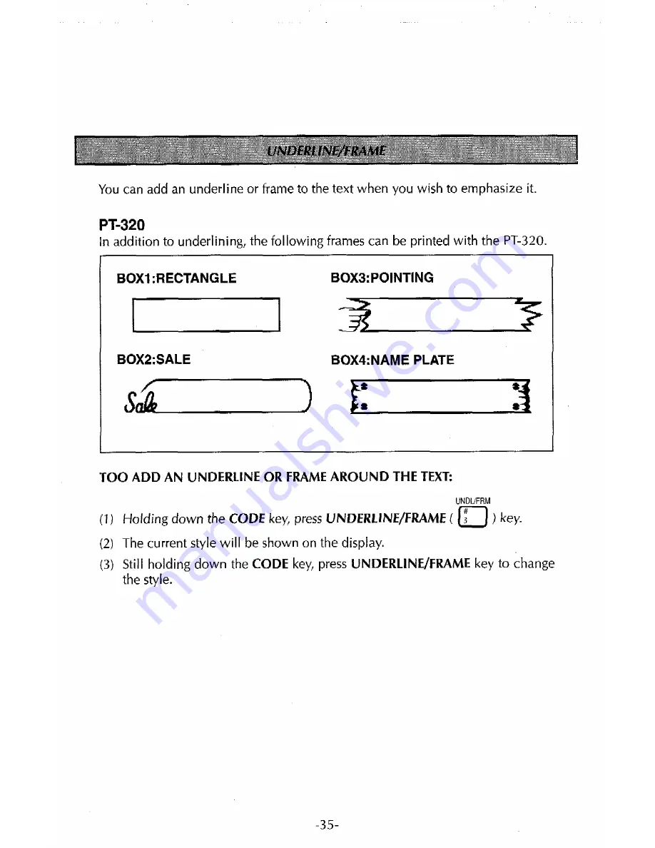 Brother P-touch Extra PT-320 User Manual Download Page 37