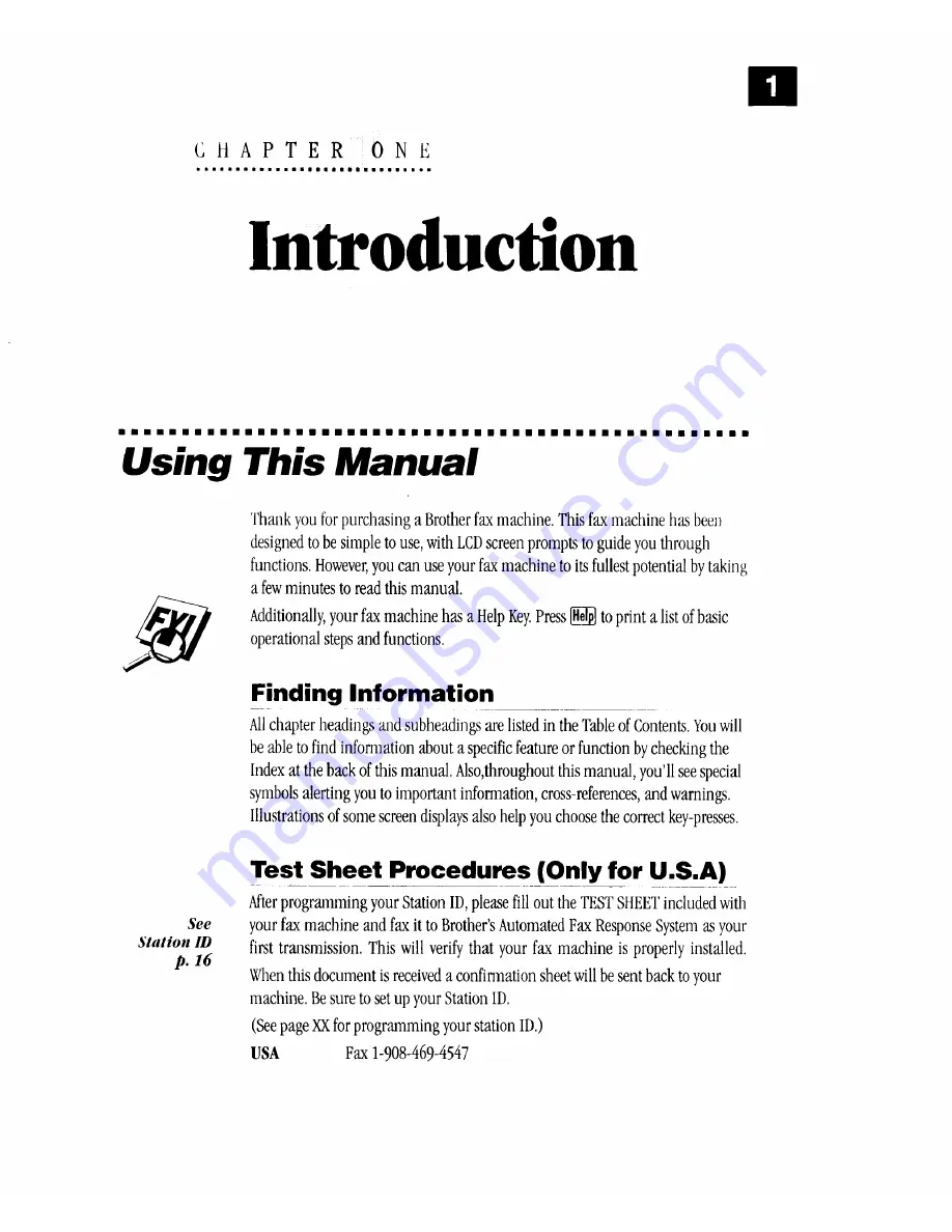 Brother Personal FAX-170 Owner'S Manual Download Page 7