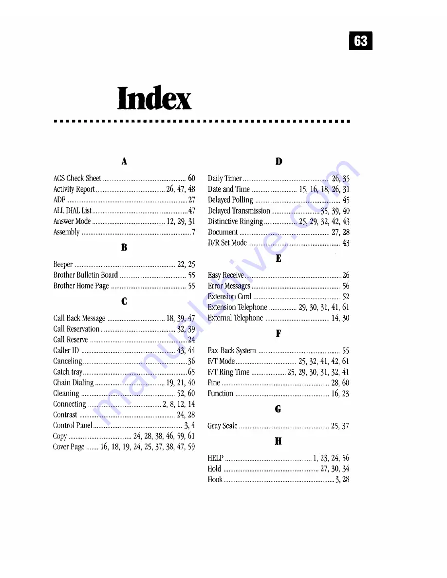 Brother Personal FAX-170 Owner'S Manual Download Page 69