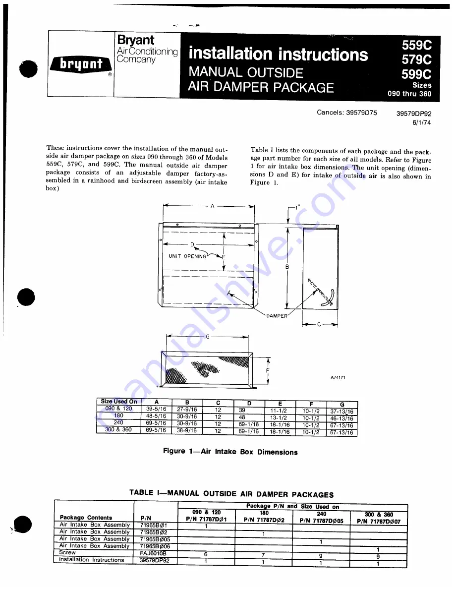 Bryant 559C Installation Instructions Download Page 1