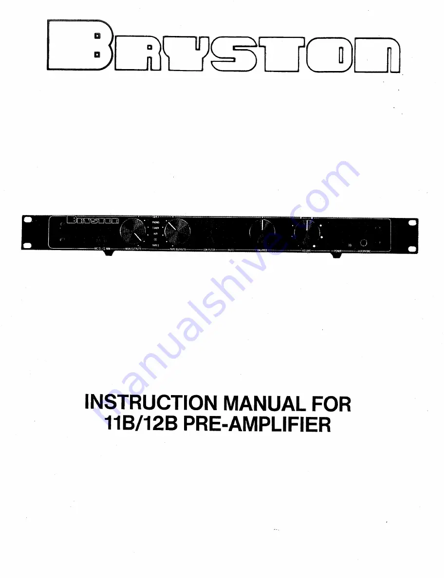 Bryston 11B Instruction Manual Download Page 1