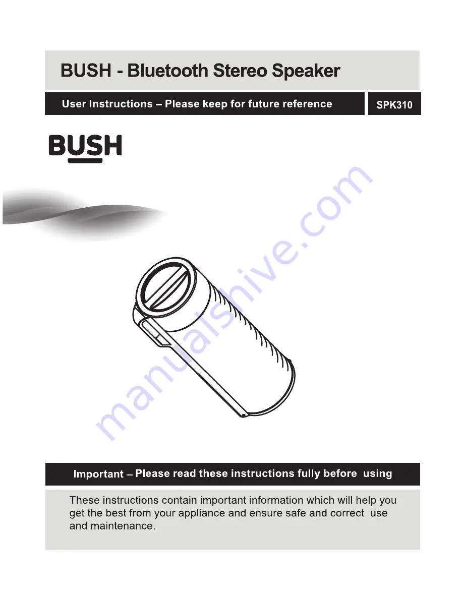 Bush SPK310 User Instructions Download Page 1