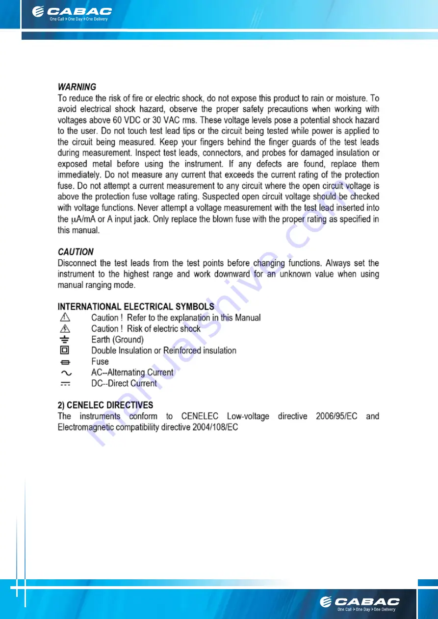 CABAC BM525 Operation Manual Download Page 3