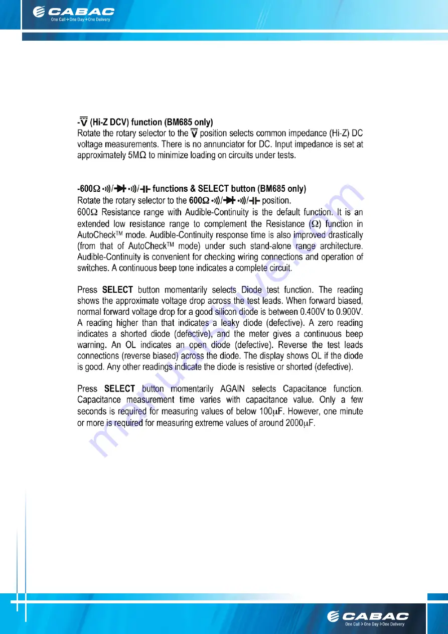 CABAC TBM685 Operation Manual Download Page 6