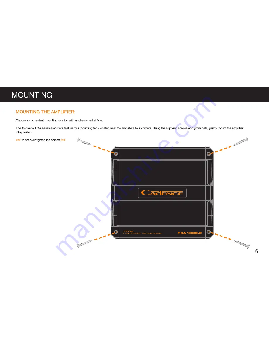 Cadence FXA 1000.2 Owner'S Manual Download Page 7