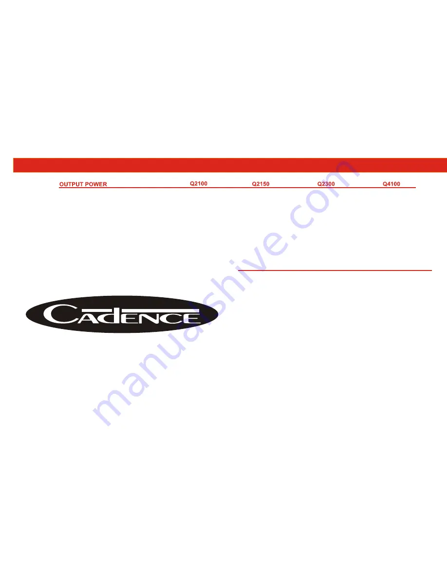 Cadence Q DRIVE SERIES Owner'S Manual Download Page 12