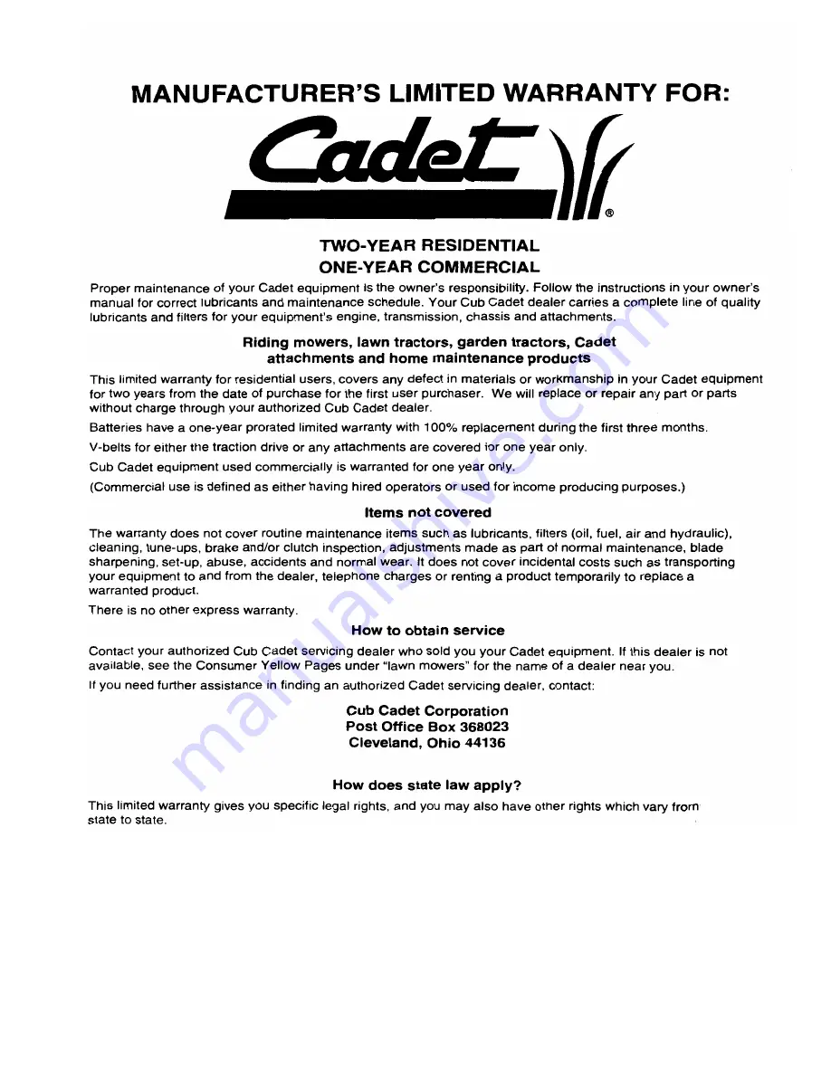 Cadet 833E series Owner'S Manual Download Page 39