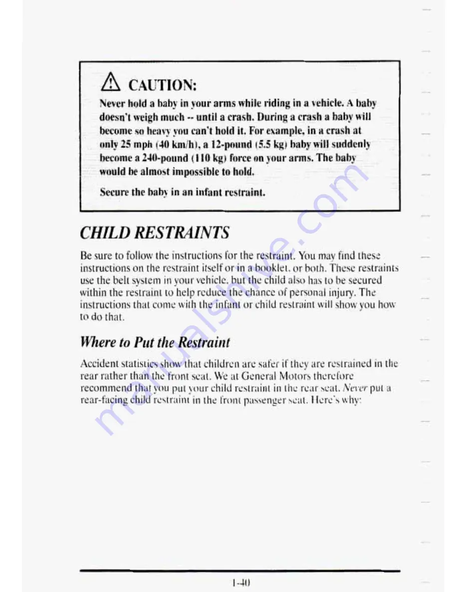 Cadillac 1995 Sedan De Ville Owner'S Manual Download Page 59