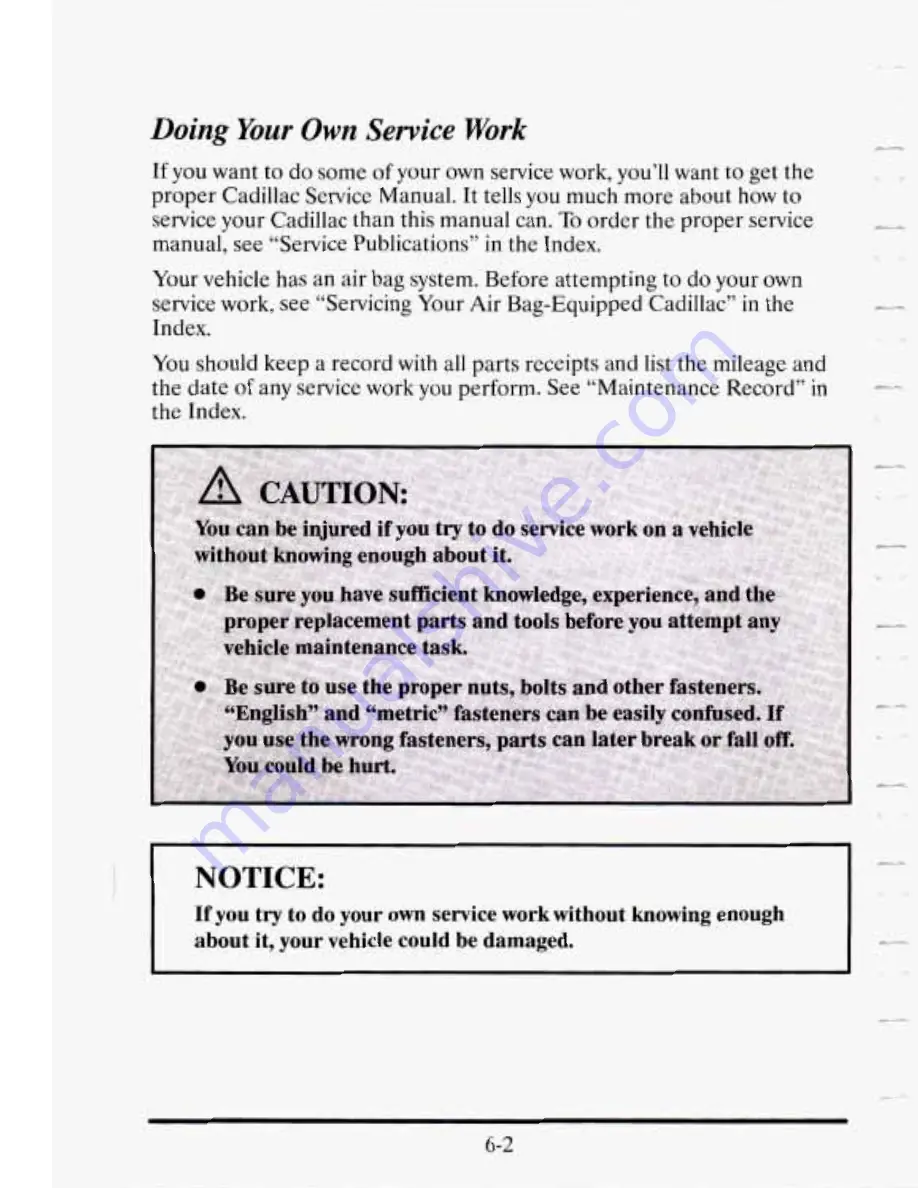 Cadillac 1995 Seville Owner'S Manual Download Page 273