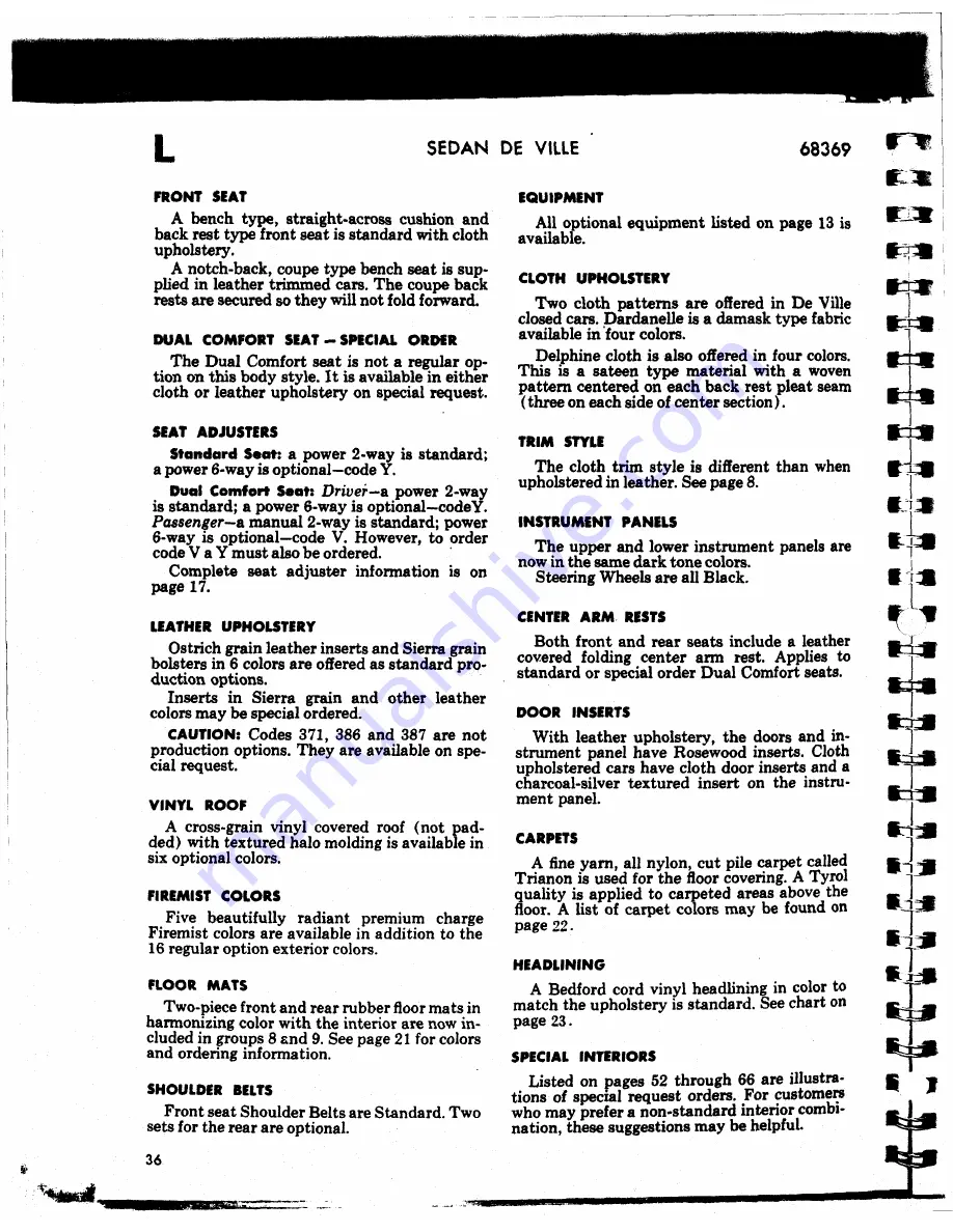 Cadillac Calais 1969 Data Book Download Page 182