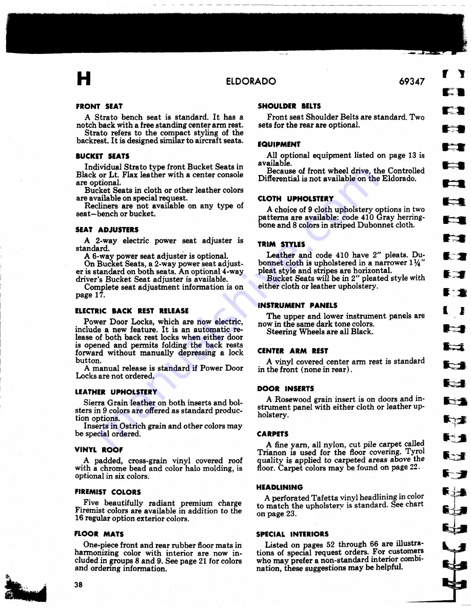 Cadillac Calais 1969 Data Book Download Page 184