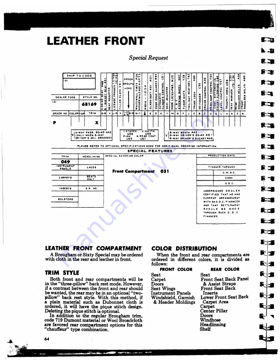 Cadillac Calais 1969 Data Book Download Page 212