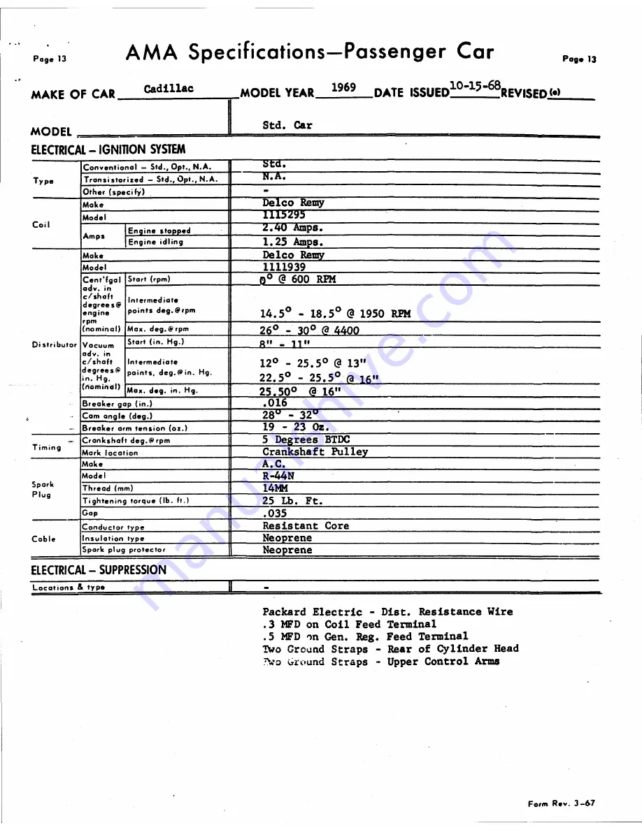 Cadillac Calais 1969 Data Book Download Page 260