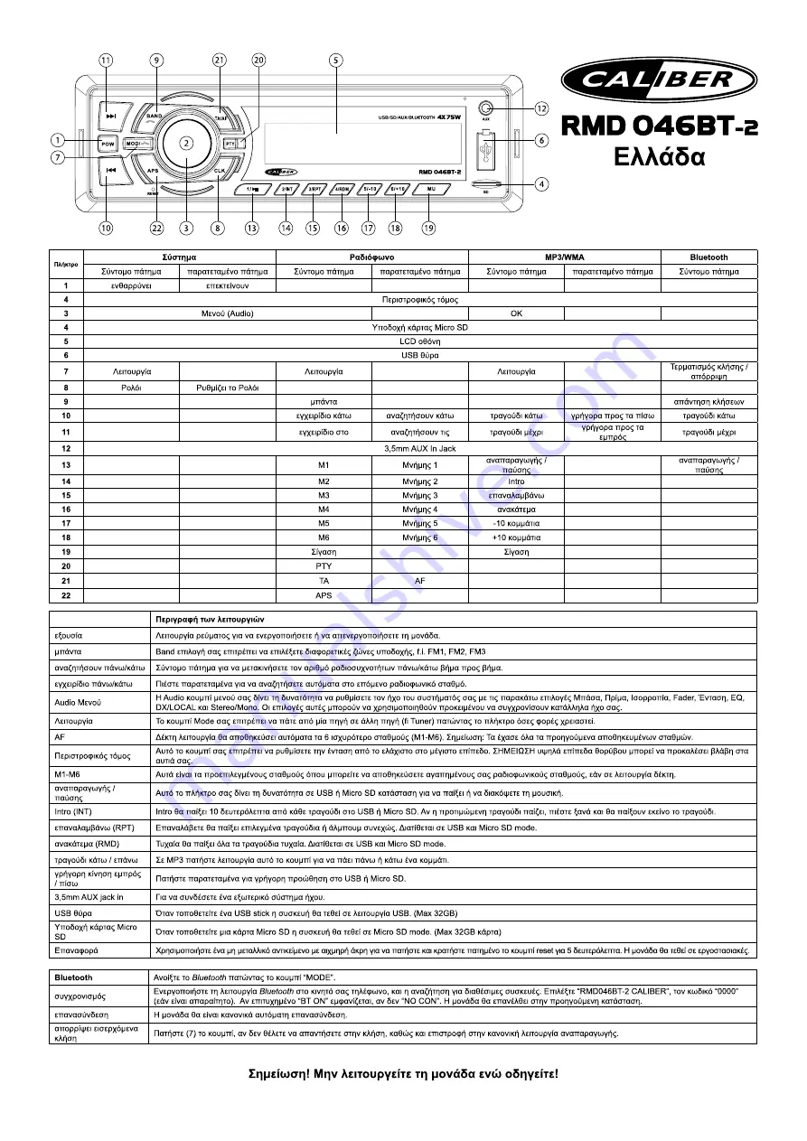 Caliber RMD 046BT-2 Скачать руководство пользователя страница 20