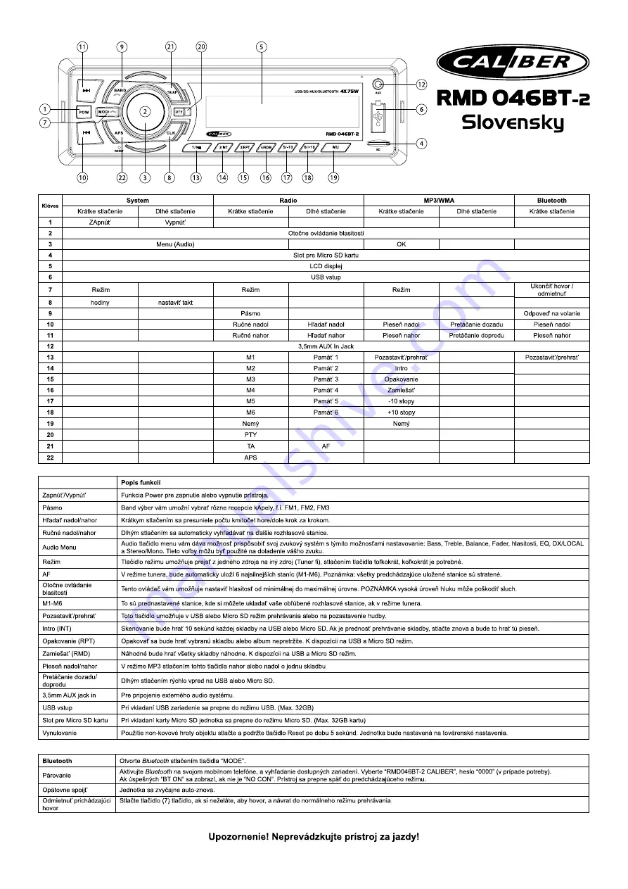 Caliber RMD 046BT-2 Скачать руководство пользователя страница 22