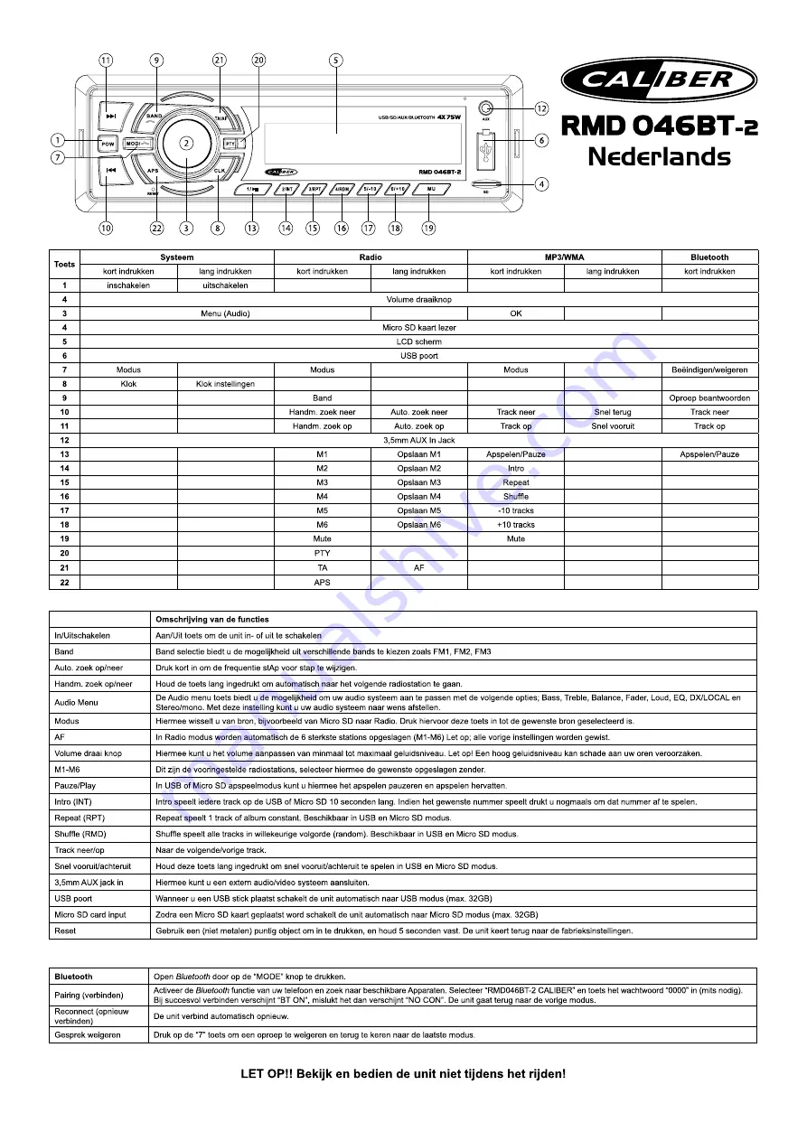 Caliber RMD 046BT-2 Manual Download Page 24